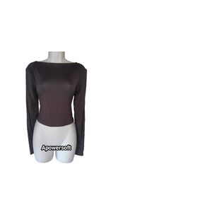 Open Back Long Sleeve Black Top